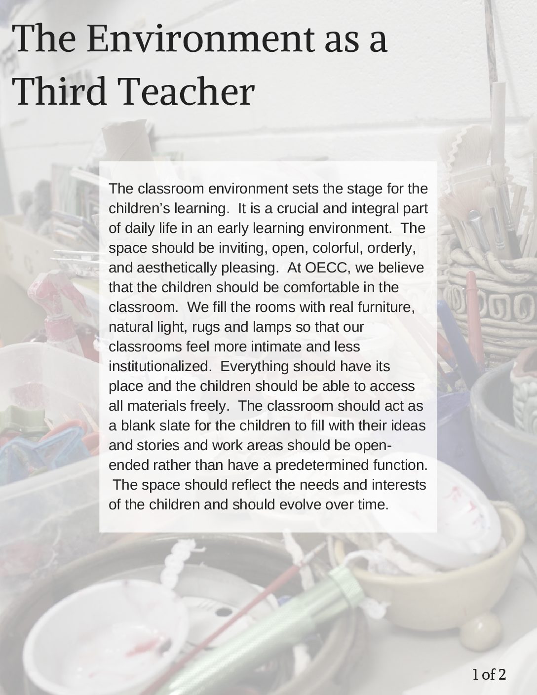 The Environment as the Third Teacher - Oberlin Early Childhood Center
